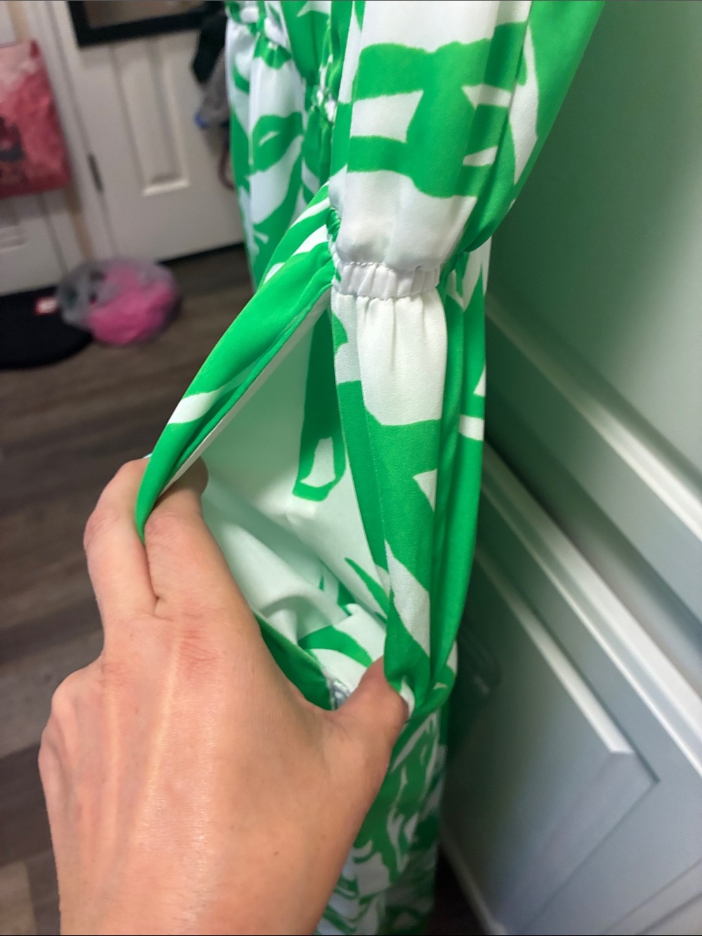 Lilly Pulitzer for Target Green & White Palm-Print Wide-Leg Jumpsuit w/ pockets - Picture 5 of 13